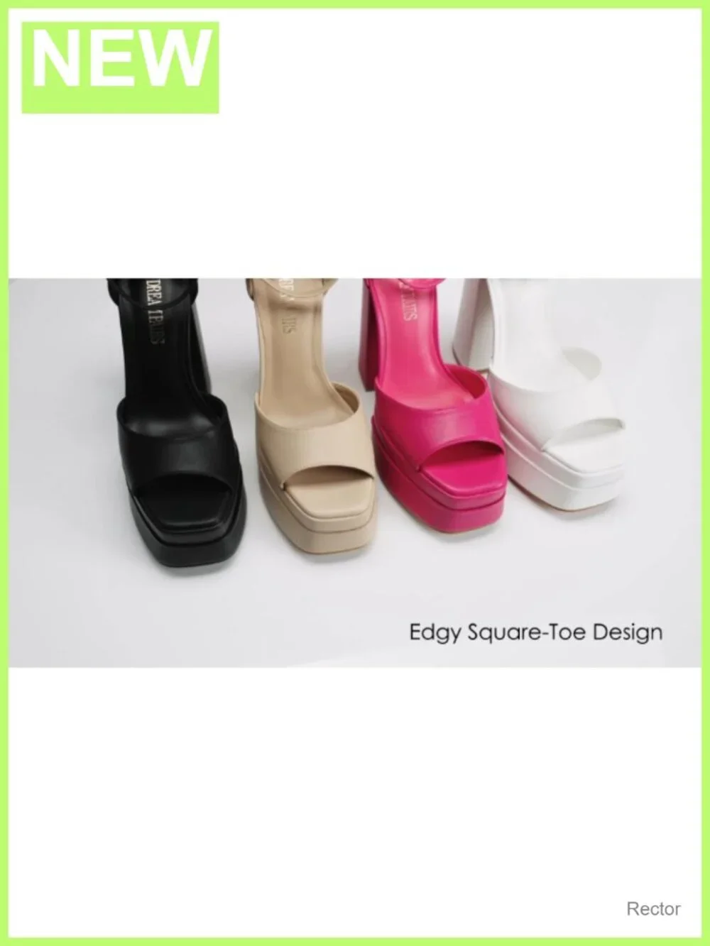 Women's Platform Chunky Block Heel Sandals Ankle Strap Square Toe Faux Leather